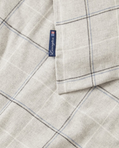 Lexington Checked Cotton Flannel Påslakan Lt Gray/Dove