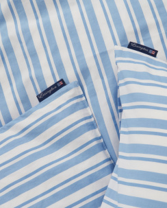 Lexington White/Blue Striped Cotton Poplin Påslakanset