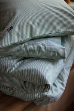 Lexington Green/White Striped Cotton Poplin Pussilakana setti