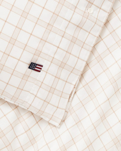 Lexington White/Beige Checked Cotton Påslakanset