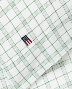 Lexington White/Green Checked Cotton Påslakanset