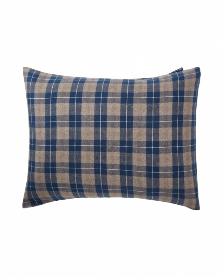 Lexington Denim Blue/Beige Checked Cotton Flannel Örngott i gruppen Sängkläder / Örngott / Storlek / Örngott 65x65 cm hos Sängvaruhuset Elgen (12430008-5204-P2500)