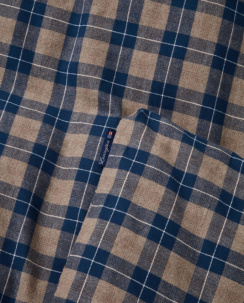 Lexington Denim Blue/Beige Checked Cotton Flannel Påslakanset