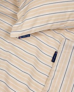 Lexington Striped Cotton Poplin Påslakanset Beige/Vit