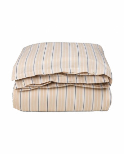 Lexington Striped Cotton Poplin Påslakanset Beige/Vit