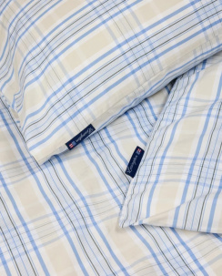 Lexington Checked Cotton Poplin Påslakanset Beige/Blue