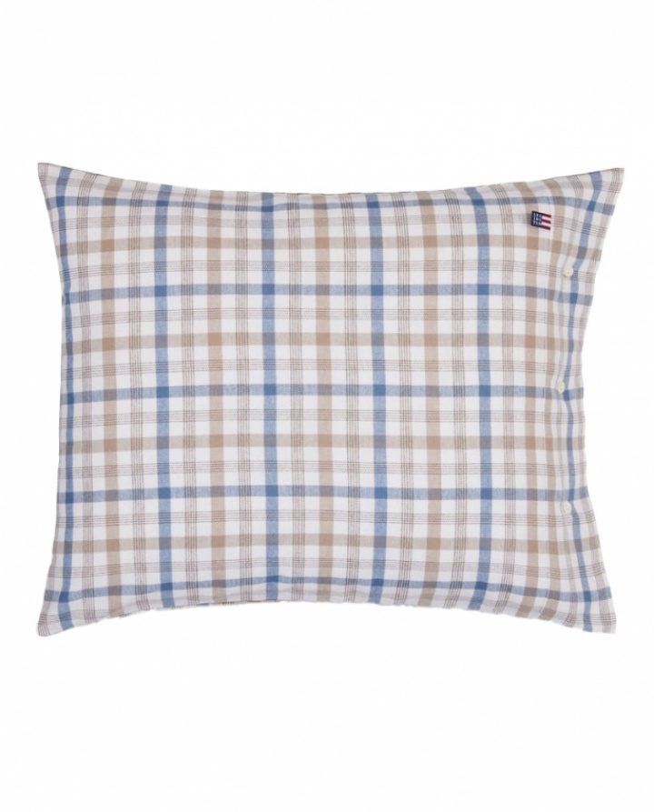 Lexington Checked Flannel Örngott Misty Blue