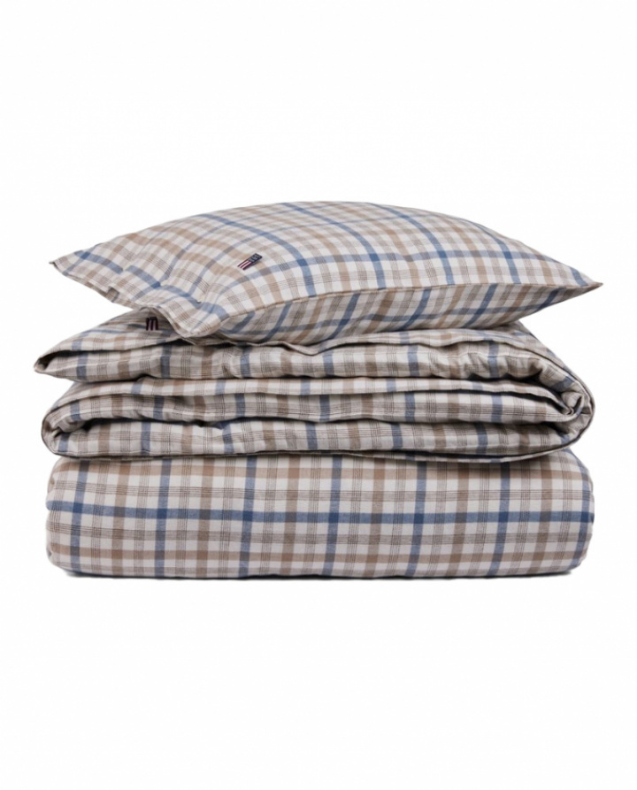  Lexington Checked Flannel Påslakanset Misty Blue