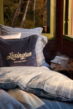 Lexington Checked Cotton Poplin Sengetøjssæt Misty Blue