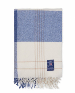Lexington Checked Recycled Wool Tæppe Misty Blue/Beige 130x170 cm