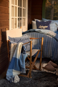 Lexington Checked Recycled Wool Tæppe Misty Blue/Beige 130x170 cm
