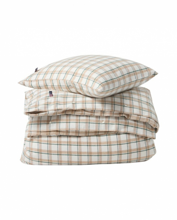 Lexington Checked Cotton Flannel Påslakanset Green/Beige