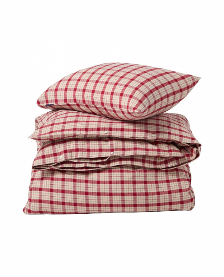 Lexington Checked Cotton Flannel Påslakanset Red/Beige