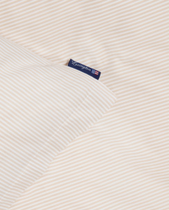 Lexington Striped Cotton Sateen Dynebetrækssæt Beige/White