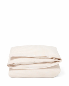 Lexington Striped Cotton Sateen Dynebetrækssæt Beige/White