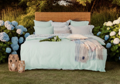 Lexington Striped Cotton Percale Dynebetrækssæt White/Green