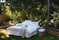 Lexington Striped Cotton Percale Dynebetrækssæt White/Green