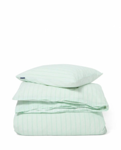 Lexington Striped Cotton Percale Dynebetrækssæt White/Green