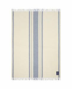 Lexington Striped Recycled Wool Pläd Blå/Vit