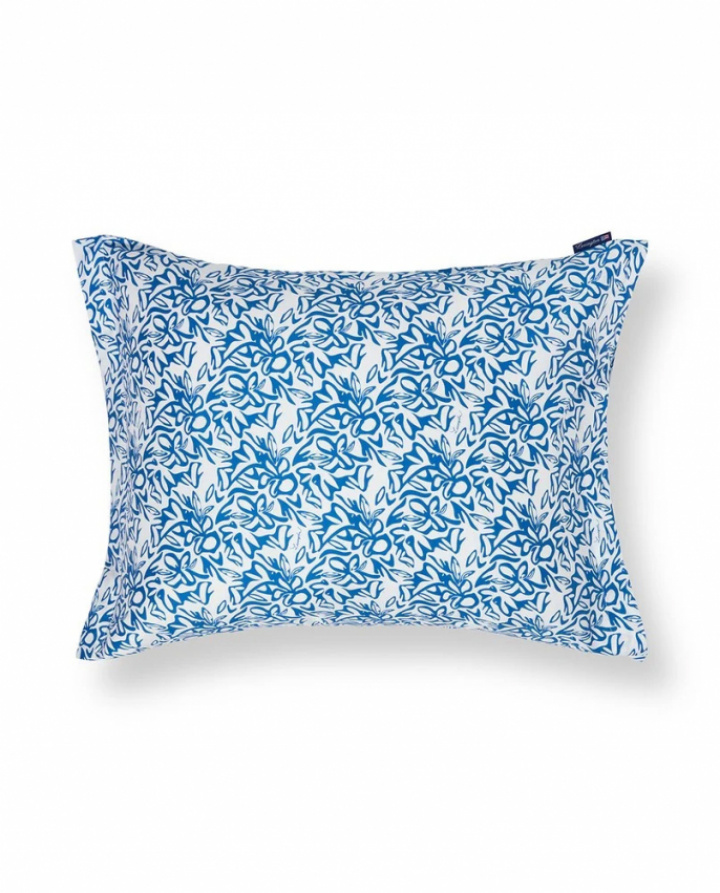Lexington Flower Printed Cotton Sateen Örngott Blue/White