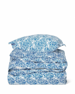 Lexington Flower Printed Cotton Sateen Påslakanset Blue/White