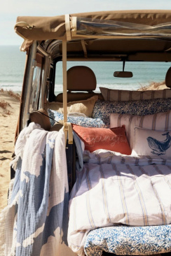 Lexington Flower Printed Cotton Sateen Påslakanset Blue/White