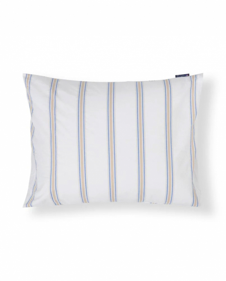 Lexington Dobby Striped Washed Cotton Percale Örngott White/Blue/Beige