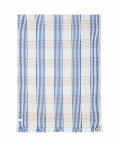 Lexington Striped/Checked Organic Cotton Plaid White/Blue/Beige 130x170 cm