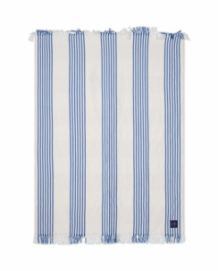 Lexington Striped/Checked Organic Cotton Plaid White/Blue/Beige 130x170 cm