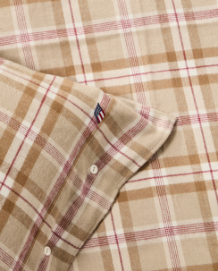Lexington Checked Cotton Flannel Dynebetræk Fudge/Beige/Fig