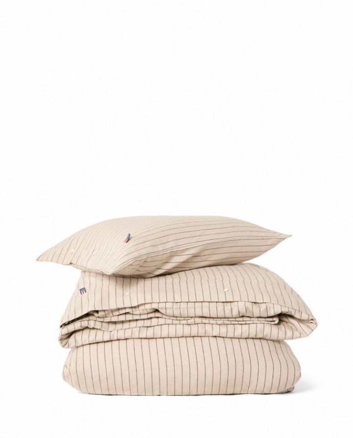 Lexington Cotton Flannel Pin Striped Päällyslakana Setti Beige/Vaalea ruskea ryhmässä Vuodevaatte / Tavaramerkit / Lexington Vuodevaatteet @ Sängvaruhuset Elgen (12630005-2611-S17500)