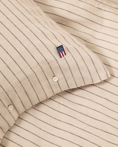 Lexington Cotton Flannel Pin Striped Päällyslakana Setti Beige/Vaalea ruskea