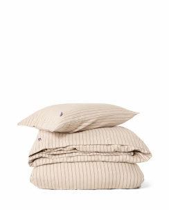 Lexington Cotton Flannel Pin Striped Päällyslakana Setti Beige/Vaalea ruskea