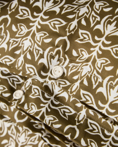 Lexington Ornament Cotton Sateen Påslakanset Olive/White