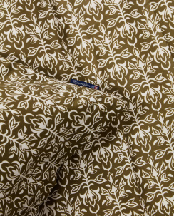 Lexington Ornament Cotton Sateen Påslakanset Olive/White