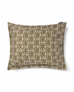 Lexington Ornament Cotton Sateen Påslakanset Olive/White