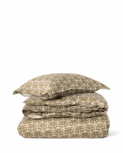 Lexington Ornament Cotton Sateen Påslakanset Olive/White