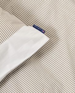Lexington Striped Cotton Percale Dynebetrækssæt Olive/White