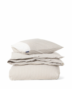 Lexington Striped Cotton Percale Dynebetrækssæt Olive/White