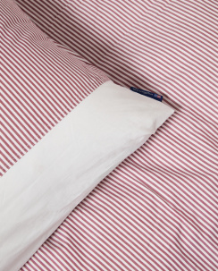 Lexington Striped Cotton Percale Sengetøjssæt Fig/White