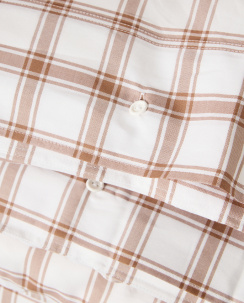 Lexington Checked Lyocell Cotton Pin Point Påslakanset White/Fudge