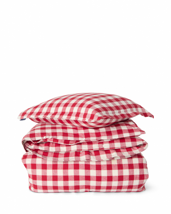 Lexington Checked Cotton Flannel Påslakanset Red/Beige i gruppen Sängkläder / Varumärken / Lexington Sängkläder hos Sängvaruhuset Elgen (12640001-4601-S17500)