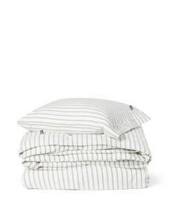 Lexington Stripe Cotton Flannel Påslakanset White/Green/Beige 