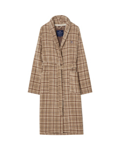 Lexington Checked Cotton Velour Unisex Morgonrock Beige/Gray