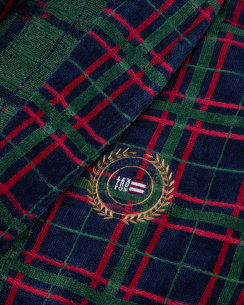 Lexington Checked Cotton Velour Unisex Morgonrock Navy/Green