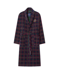 Lexington Checked Cotton Velour Unisex Morgonrock Navy/Green