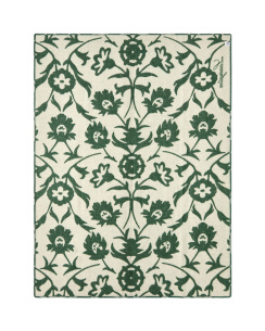Lexington Flower Jacquard Recycled Wool Pläd Green/Beige 130x170 cm