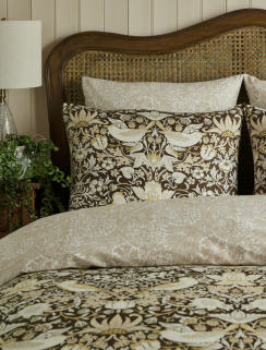 William Morris Påslakanset Strawberry Thief Black
