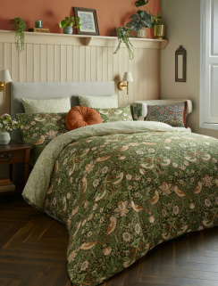 William Morris Pussilakanasetti Strawberry Thief Nettle Green