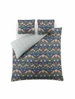 William Morris Påslakanset Strawberry Thief Indigo